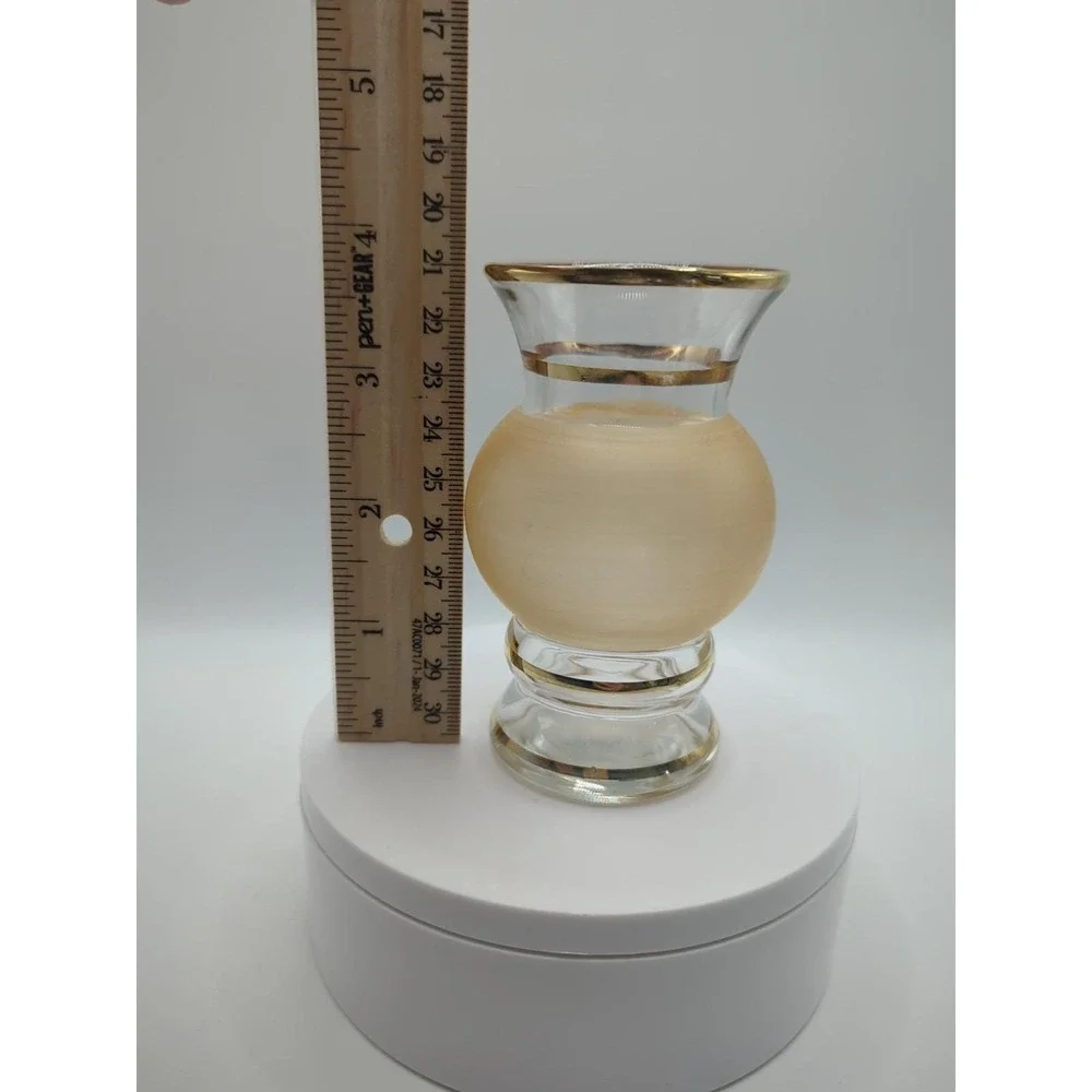 Vintage Bartlett Collins Style Peach Gold Bud Vase MCM Glass 4